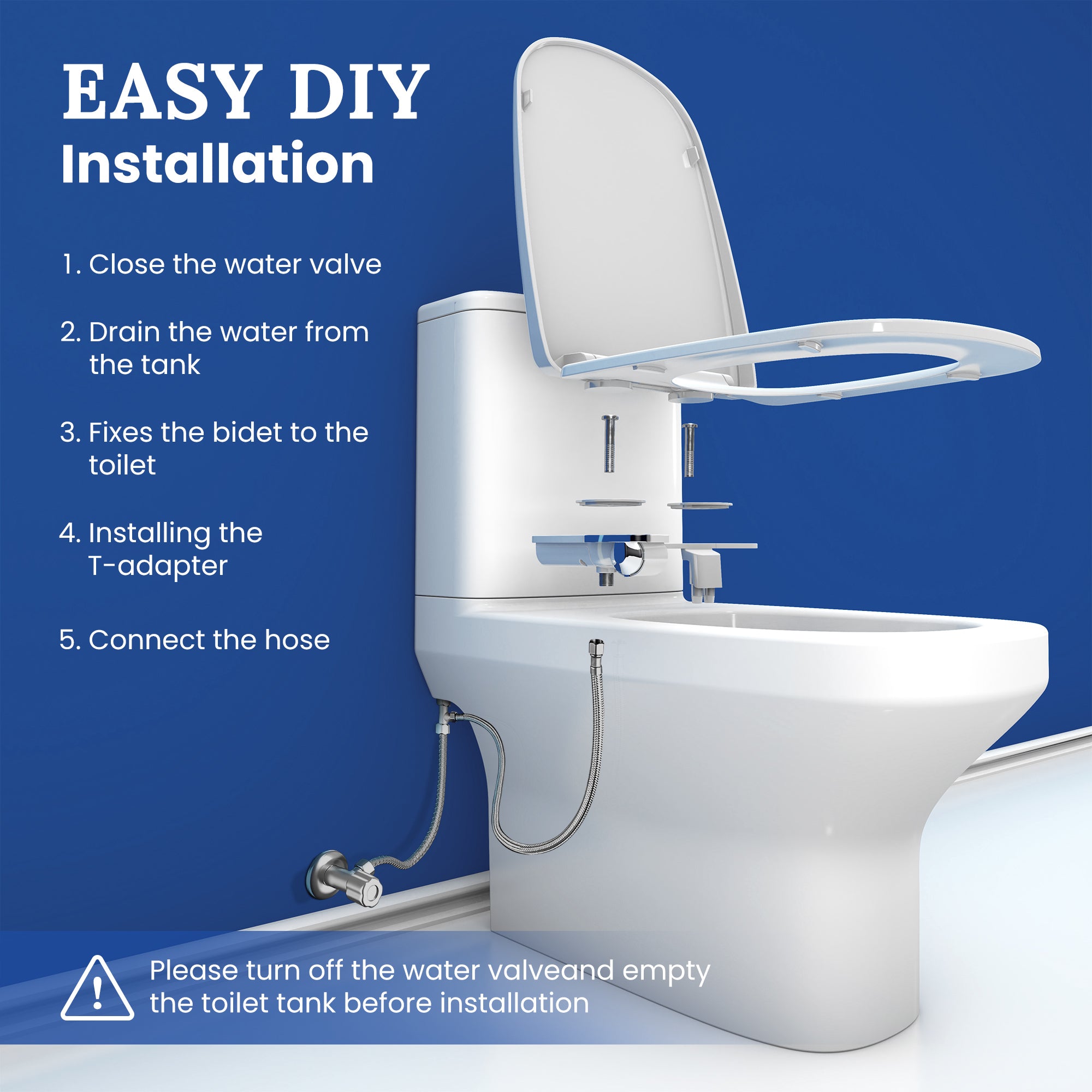 Ultra-Slim Dual-Nozzle Bidet Attachment - Adjustable Cold Water Pressure, Stainless Steel, Hygiene Upgrade,Non-Electric Bidet, (Silver)