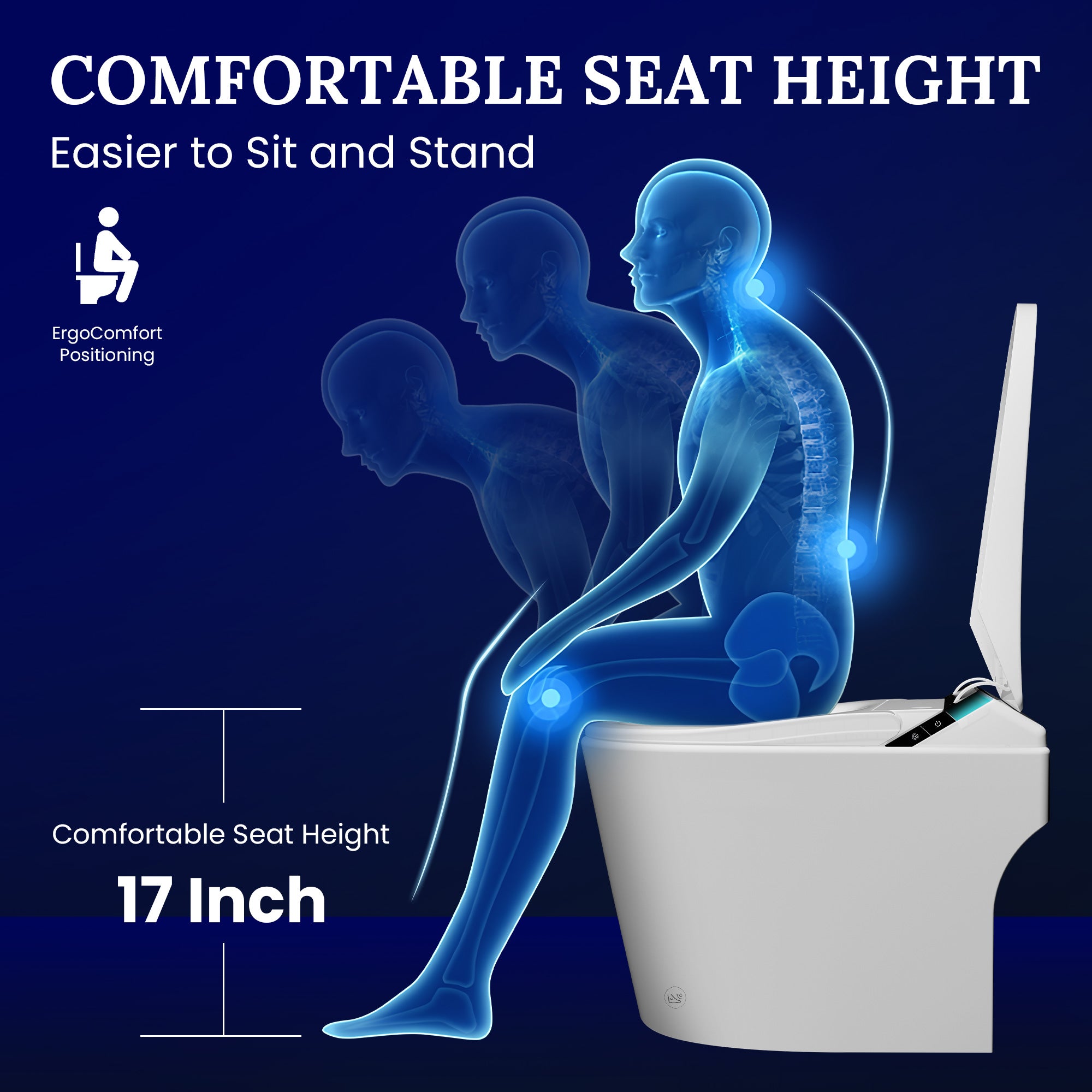 Smart Bidet Toilet with Heated Seat & Auto-Flush System - Foot Sensor Control, Adjustable Wash Modes, Built-In Water Tank for Low Pressure Homes