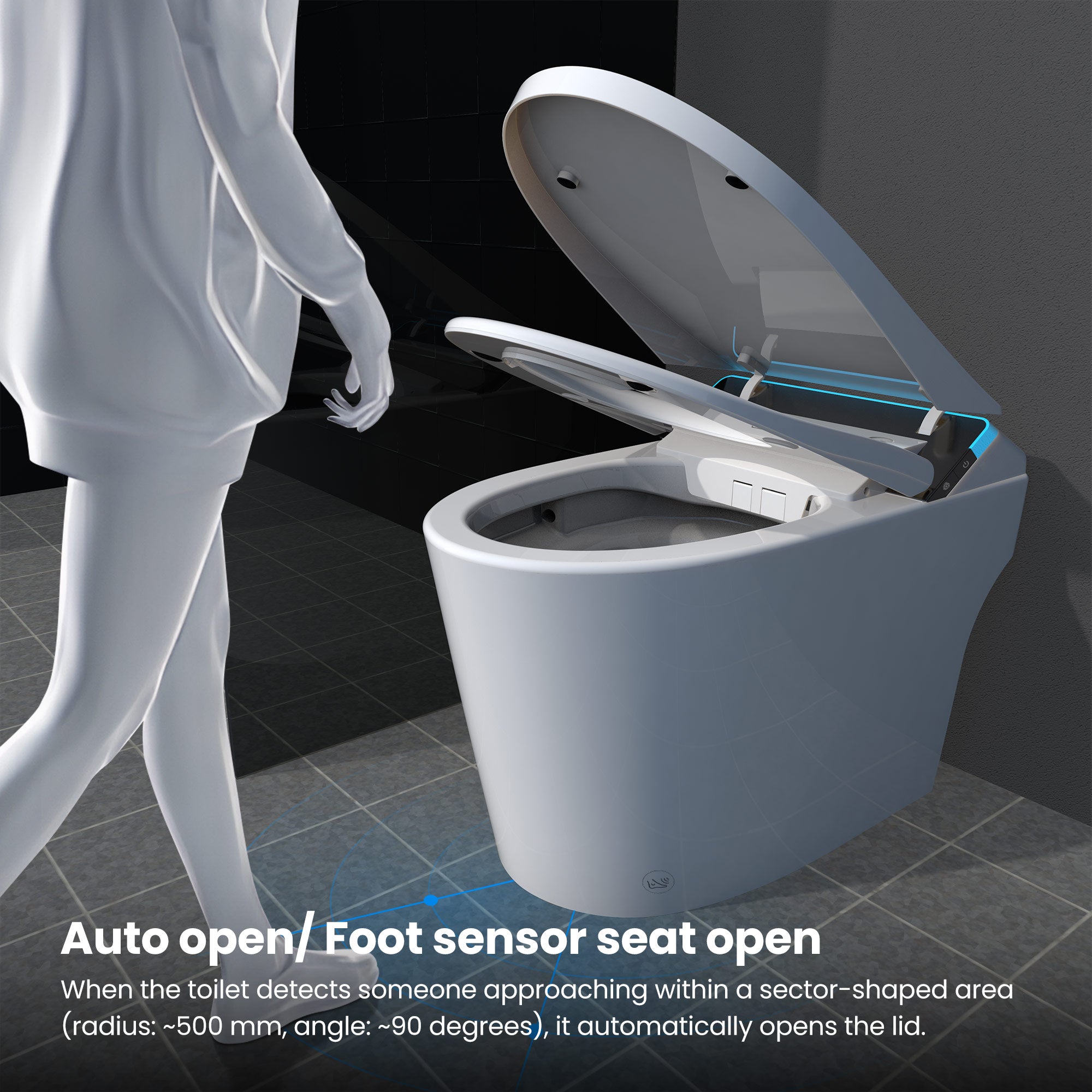 Smart Bidet Toilet with Heated Seat & Auto-Flush System - Foot Sensor Control, Adjustable Wash Modes, Built-In Water Tank for Low Pressure Homes