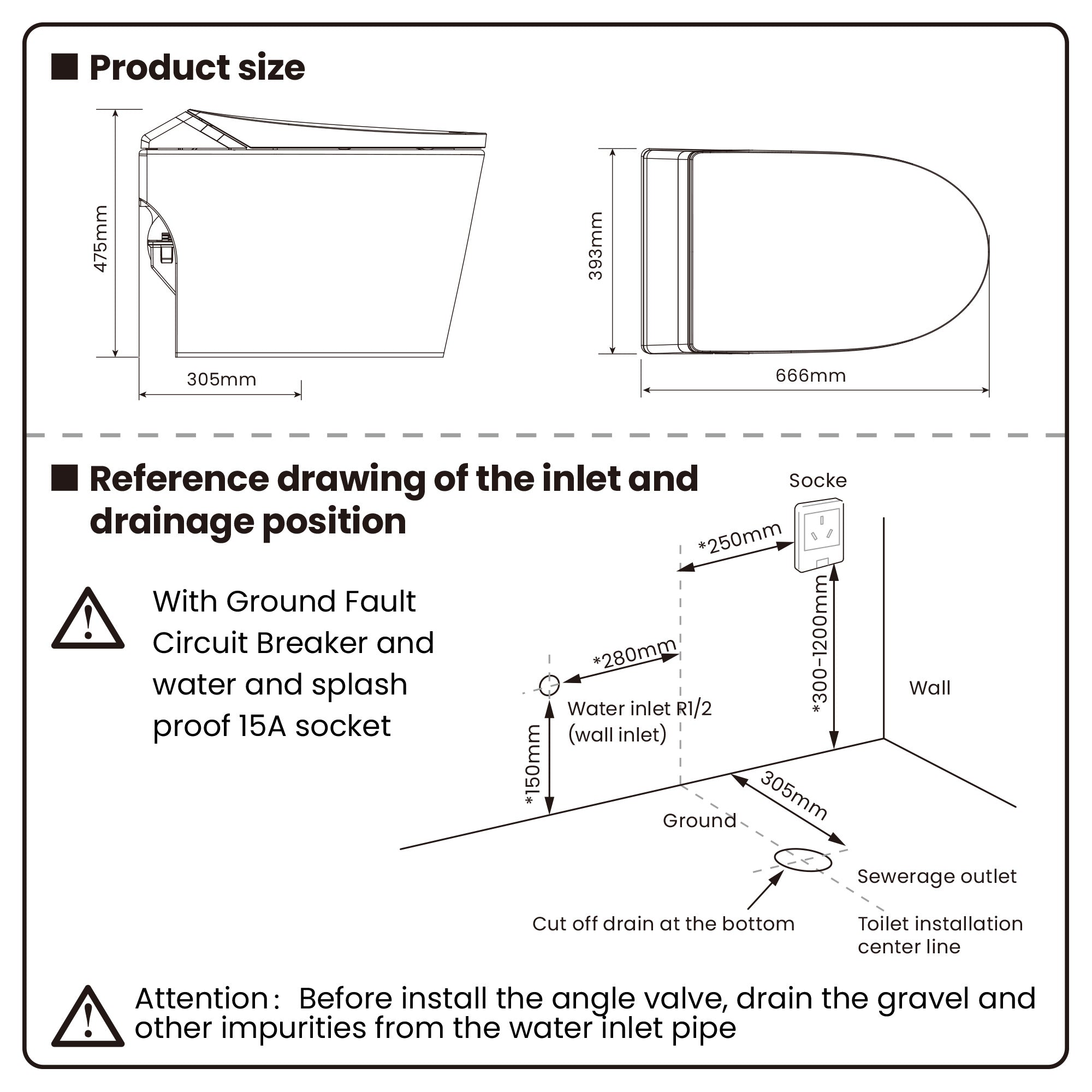 Smart Bidet Toilet with Heated Seat & Auto-Flush System - Foot Sensor Control, Adjustable Wash Modes, Built-In Water Tank for Low Pressure Homes