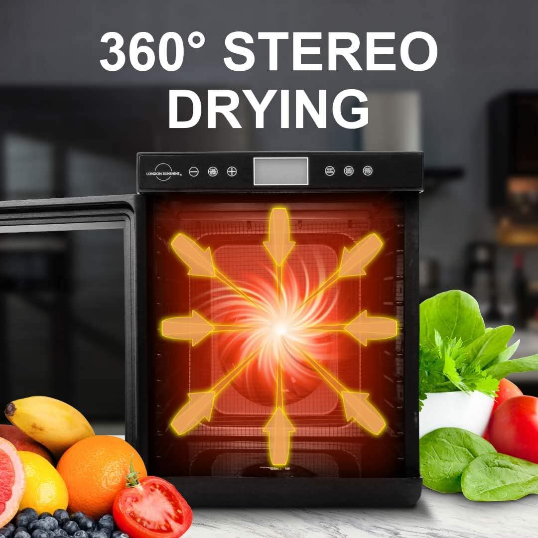 London Sunshine Déshydrateur Alimentaire -7 Plateaux /10 Plateaux Noir